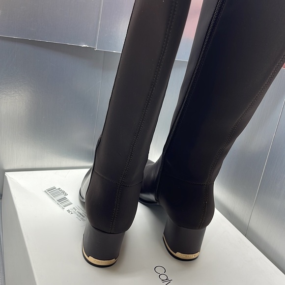 COPY - BNIB Calvin Klein Freda  Cow Lather Silk neoprene Brown Long Riding Boot… - Picture 7 of 11